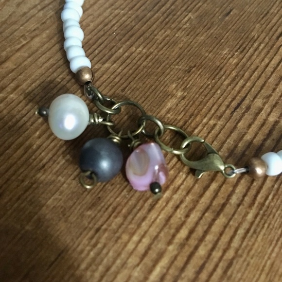 Ladies White Beaded Charm Bracelet,  Handmade Ladies Bracelet with Beaded Charms - Picture 3 of 5